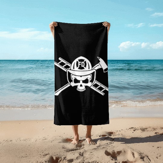 Firefighter Crossbones Beach Towels