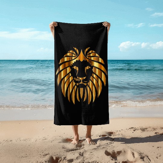 Gold Lion Design Beach Towels