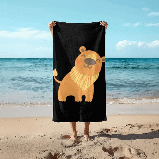 Baby lion Beach Towels