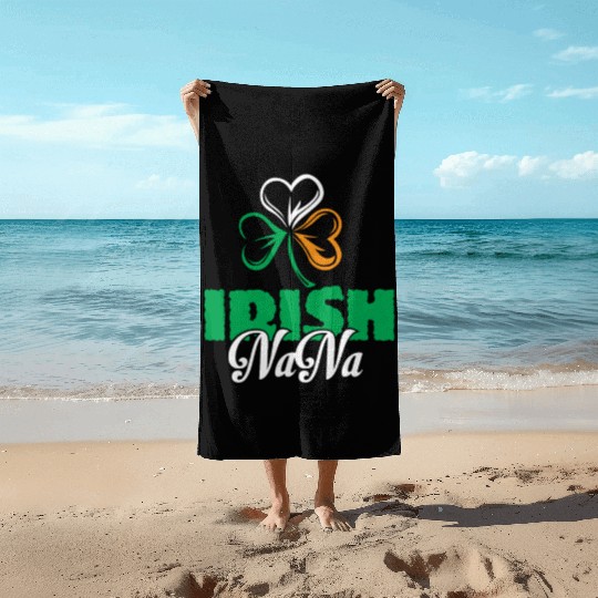 Irish Nana Shamrock Clover - Cute Irish Beach Towels