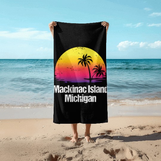 Summer Vacation Mackinac Island Beach Towels