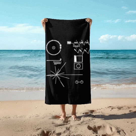 golden record NASA voyager space official images Beach Towels