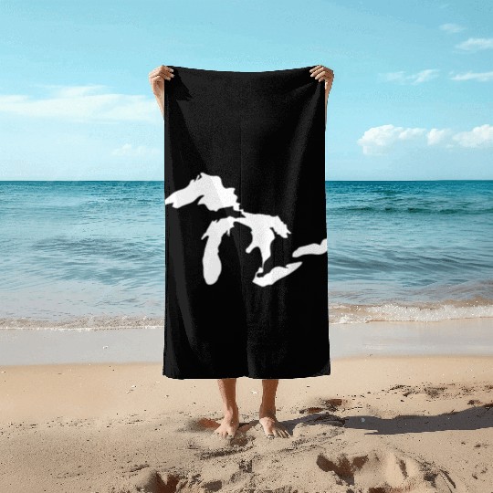 Great lakes white Beach Towels