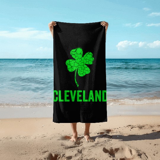 Cleveland Irish, St Patricks Day, Four Leaf Clover Beach Towels