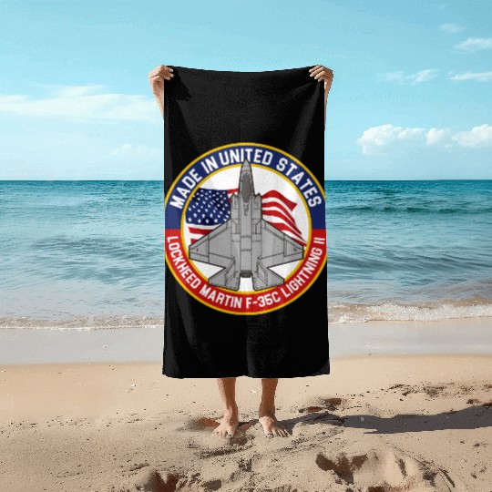 Lockheed Martin F-35C Lightning II - Made in USA Beach Towels