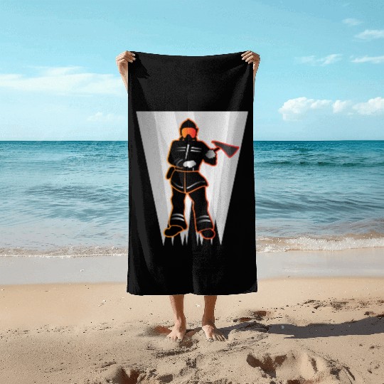 fireman back service gift idea Beach Towels