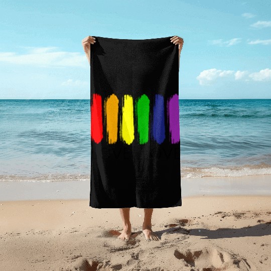 Love is Love Painting Rainbow LGBT Gay Pride Beach Towels