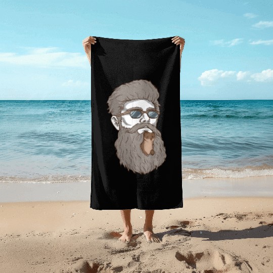 Beard Weasel Funny Beard Design Beach Towels