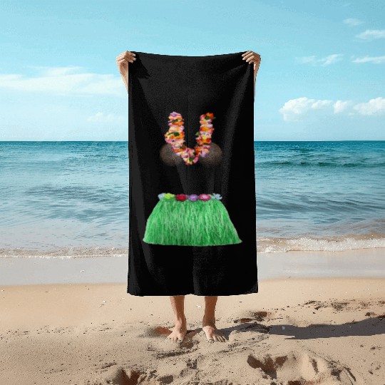 Coconut Bra Grass Skirt Lei Flowers Summer Party Beach Towels