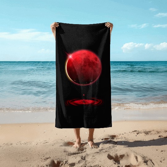 Vampire werewolf blood red moon eclipse Beach Towels