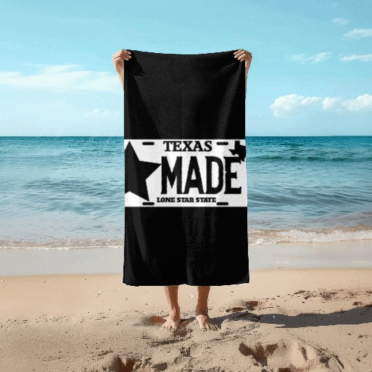 Texas - texas made lone star license plate Beach Towels