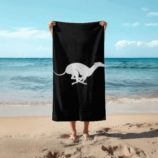 Light Grey Running Greyhound X Racer Track Dog Beach Towels