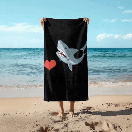 i love shark week shark Beach Towels
