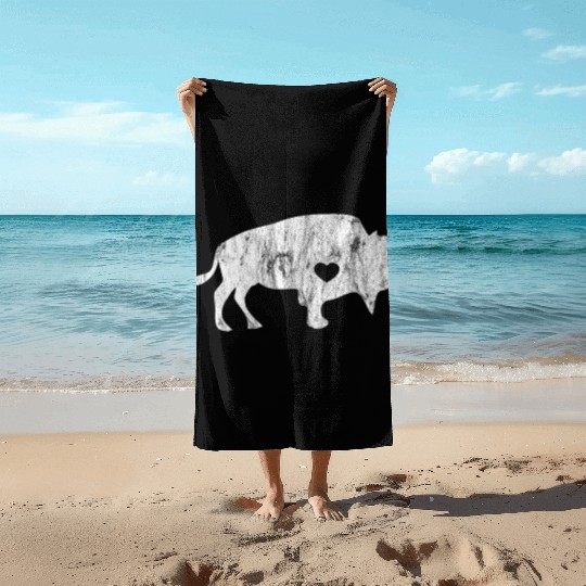 White Raging Buffalo Distressed Beach Towels I Love
