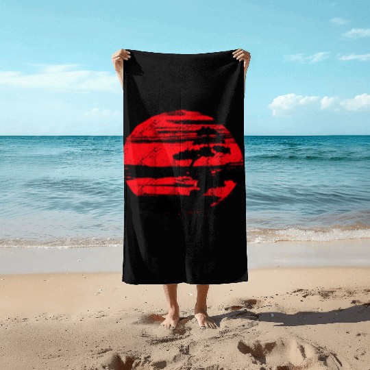 Japanese Bonsai Tree Beach Towels Graphic Bonsai Lover