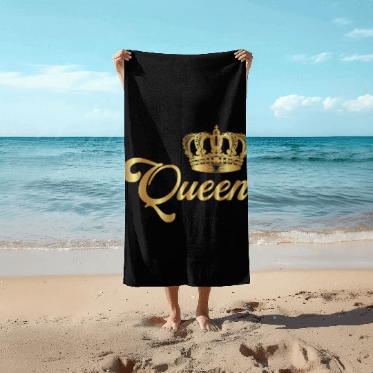Crown Crowns King Queen JGA Wedding Bride Groom Pr Beach Towels