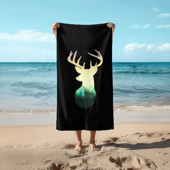 Deer Family In The Forest Unisex Cool Beach Towels