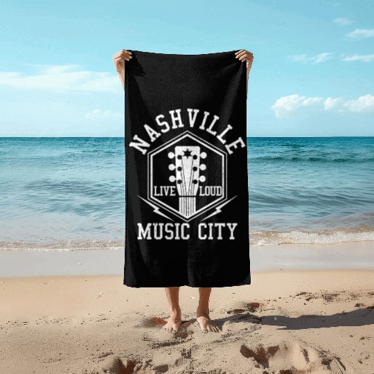 Nashville Tennessee - Country Music City Beach Towels