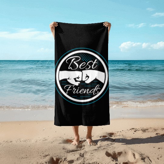 Best Friends Guy Boys illustration gift christmas Beach Towels