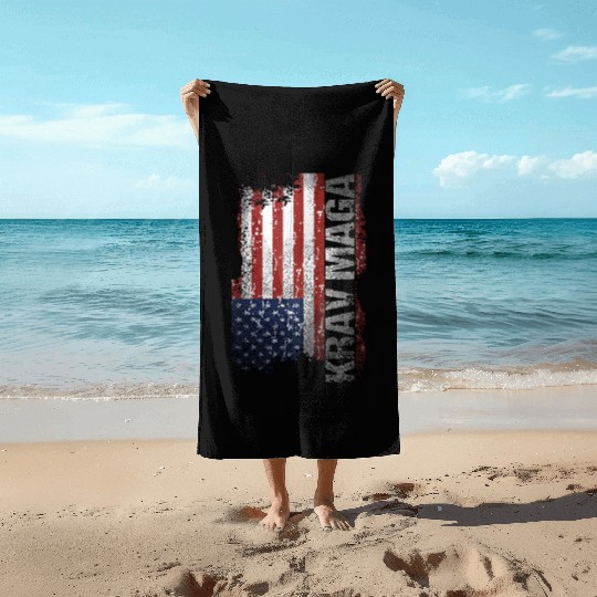 USA Flag Krav Maga Military Self Defense veteran t Beach Towels