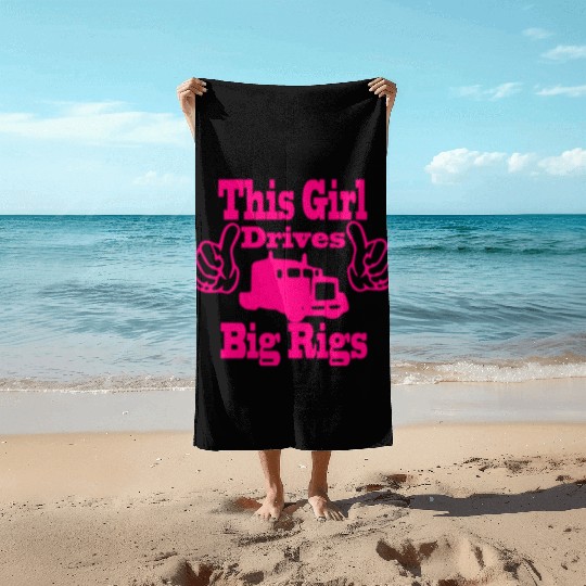 Trucker Truck Driver Truck Driving Woman This Girl Beach Towels