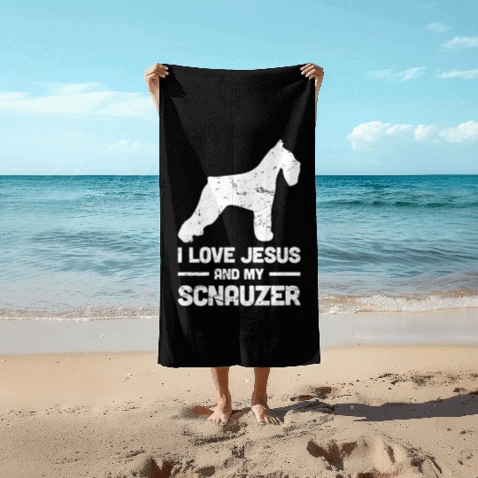 Schnauzer - Funny Jesus Christian Dog Beach Towels