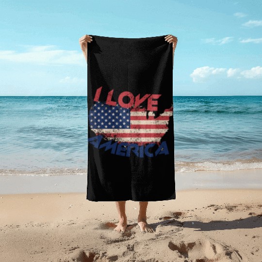 I LOVE AMERICA Beach Towels
