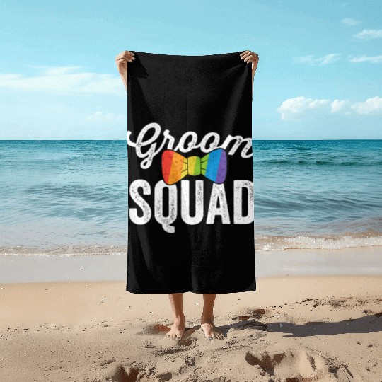 Groom Squad Beach Towels LGBT Pride Gay Bachelor Wedding Gift