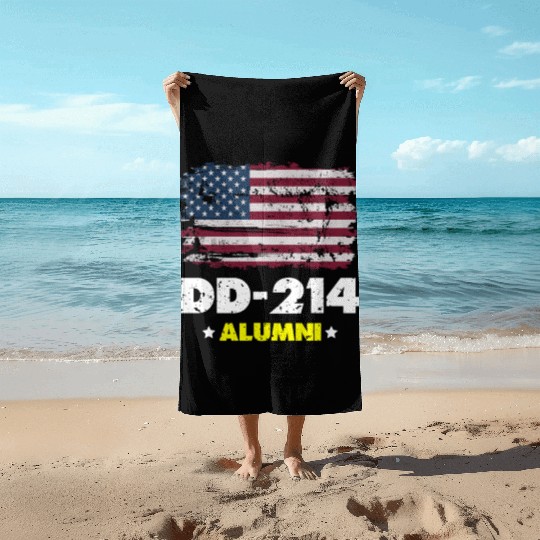DD-214 Us Armed Forces Alumni American Flag Beach Towels