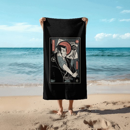 samurai original country tranditional japanese Beach Towels
