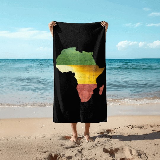 Africa - red, gold and green Beach Towels