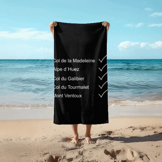 Cycling the mountain in France with the bike. Beach Towels