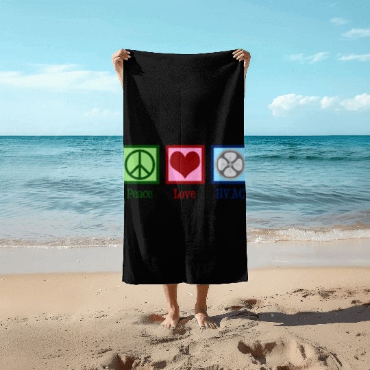 Peace Love HVAC Beach Towels