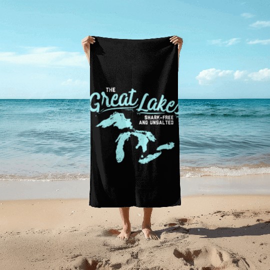 Lake The Great Lakes Silhouette USA Border Gift Beach Towels