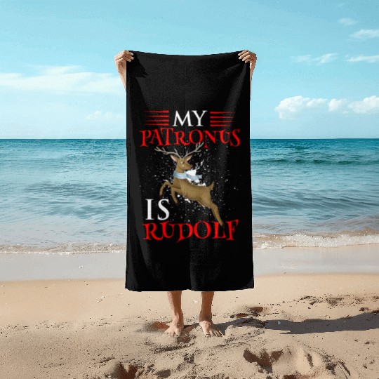 My Patronis Is Rudolf the Red Nose Reindeer XMAS Beach Towels