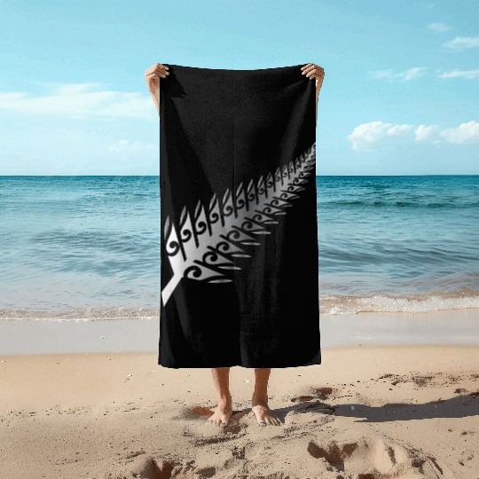 Silver Fern New Zealand Maori Style - Gift Idea Beach Towels