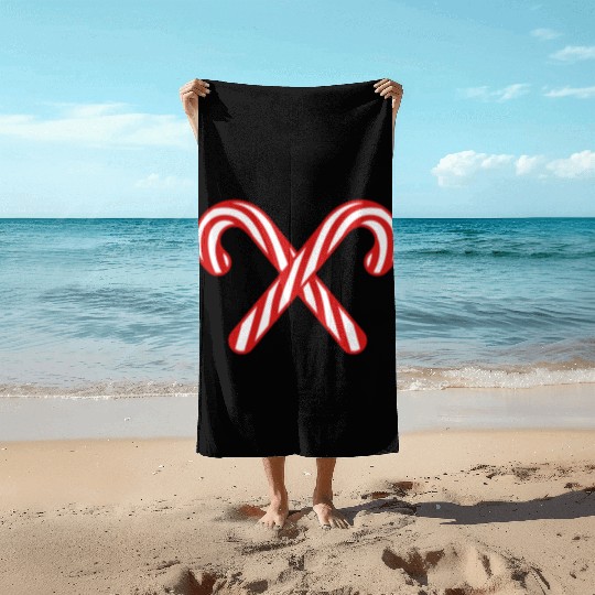 2 candy cane cross x delicious candy sugar sweet h Beach Towels