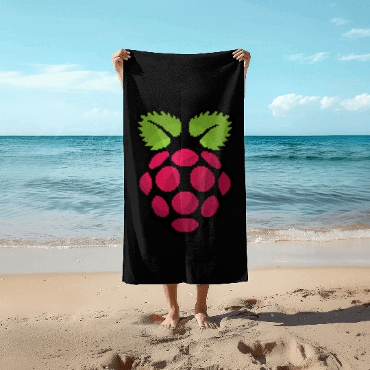 Raspberry Pi Pixel Logo Beach Towels