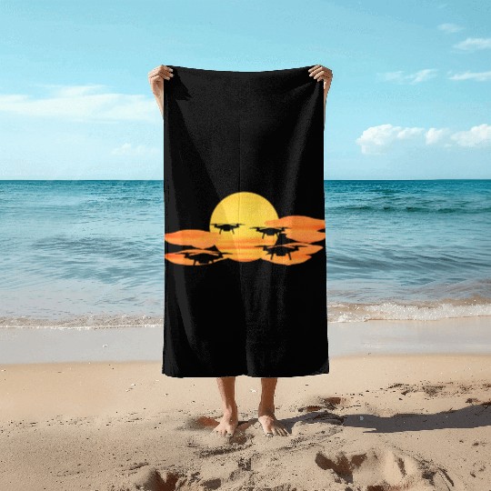 Drones in Sunset or Sunrise the Drone Beach Towels