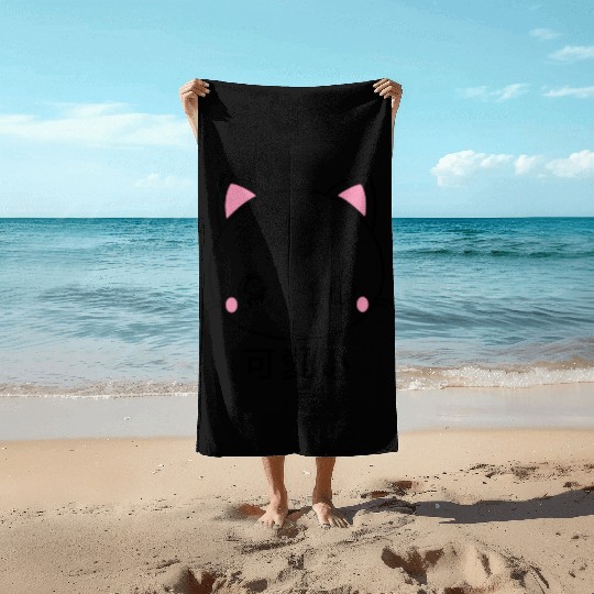 Cute Kawaii Cat Face Japanese Anime Beach Towels