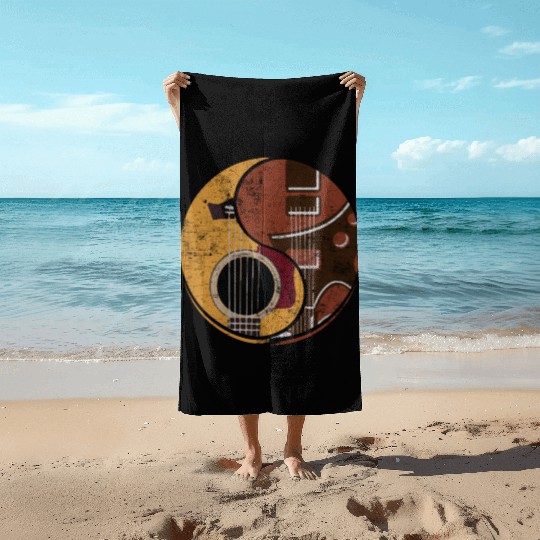 Guitar Ying Yang Music Guitar Player Gift Beach Towels