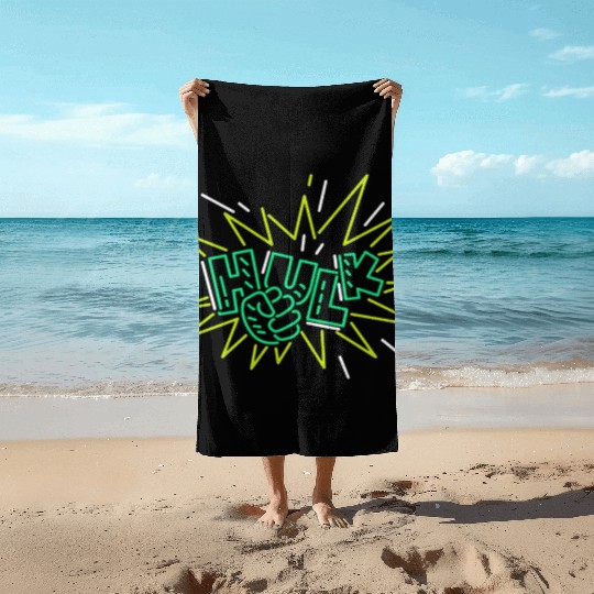 Neon Hulk Beach Towels By Marvel Design By Humans----PD