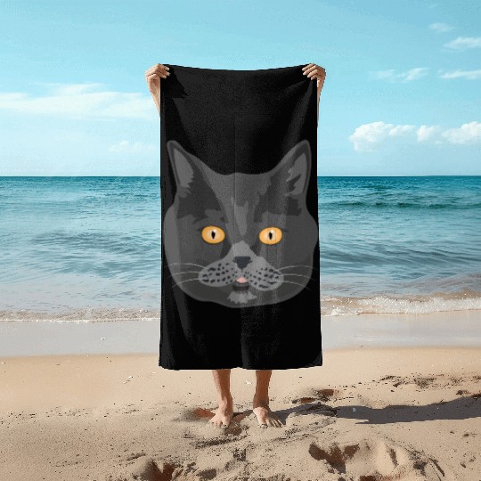 Cat British Shorthair Cat Face - Gift Idea Beach Towels