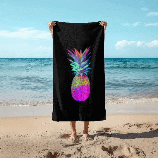 Retrowave Neon Pineapple Vaporwave Hawaiian Gift Beach Towels