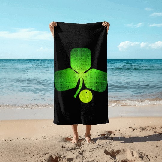 Pickleball St Patricks Day Shamrock Irish Beach Towels