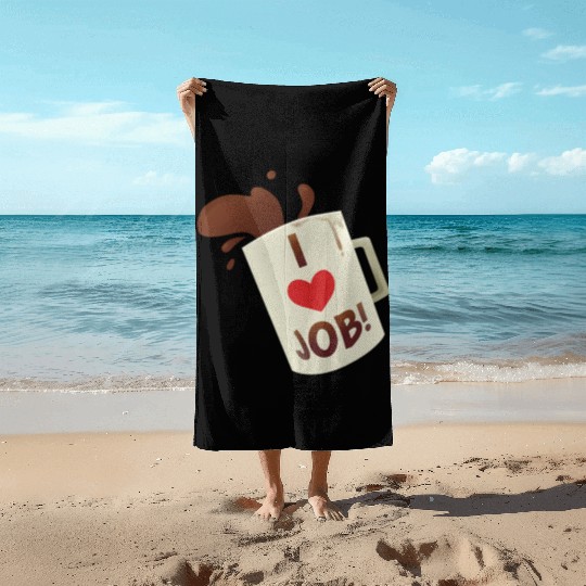 i heart job coffee mug job simulator i love job Beach Towels