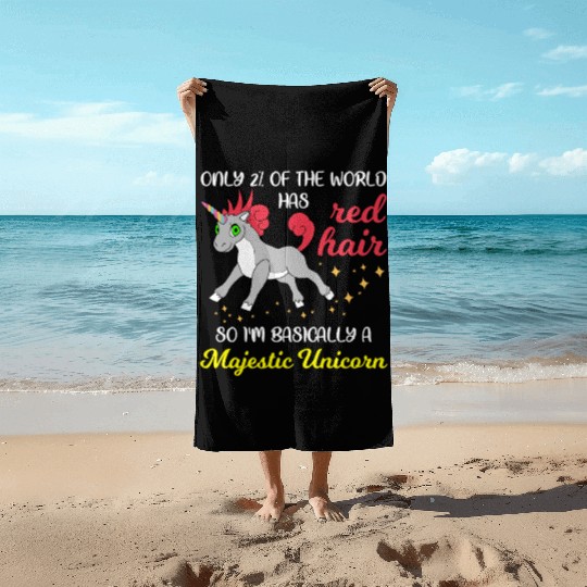 Red Hair Majestic Unicorn Redhead Ginger Gift Beach Towels