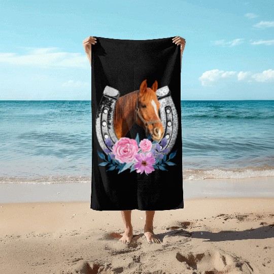 Cow Girl Horse Beach Towels