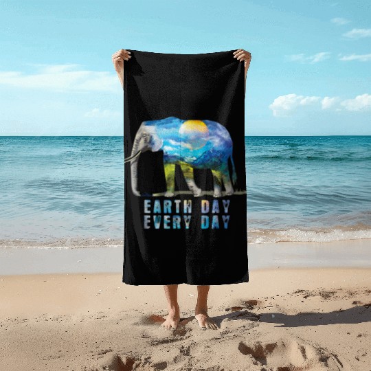 Elephant Earth Day Every Day Beach Towels Earth Day