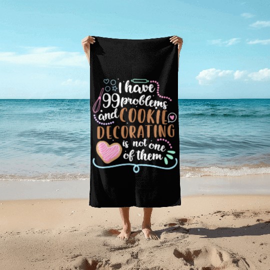 Funny Cookie Decorating Design for Cookie Artists Beach Towels